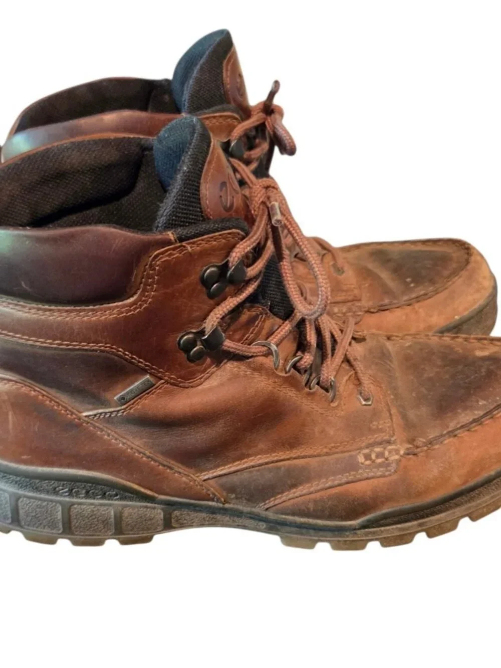 ECCO Track 25 Mid/High Brown Leather Hiking Boots Moc GTX Men's 47 US 13 - 13.5